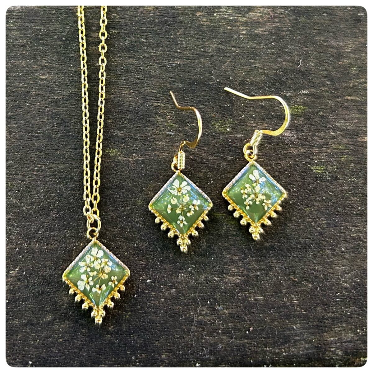 Schmuckset in Olivgrün orientalischer Look