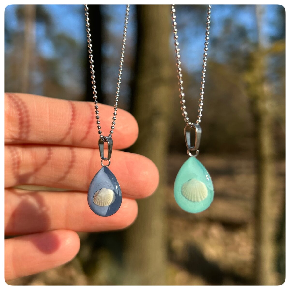 mini Muschelketten Tropfenform in verschiedenen Farben1