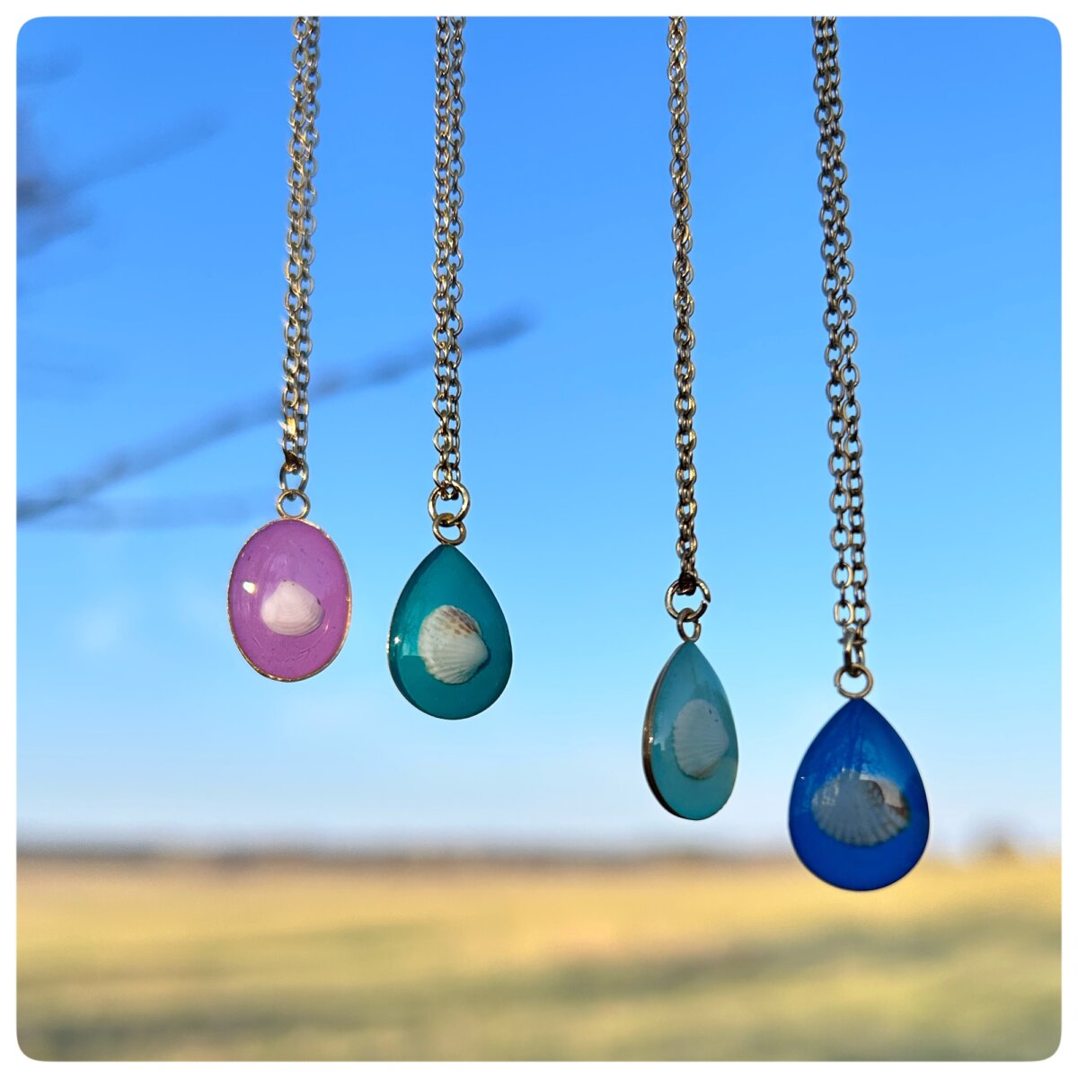 mini Muschelketten Tropfenform in verschiedenen Farben2