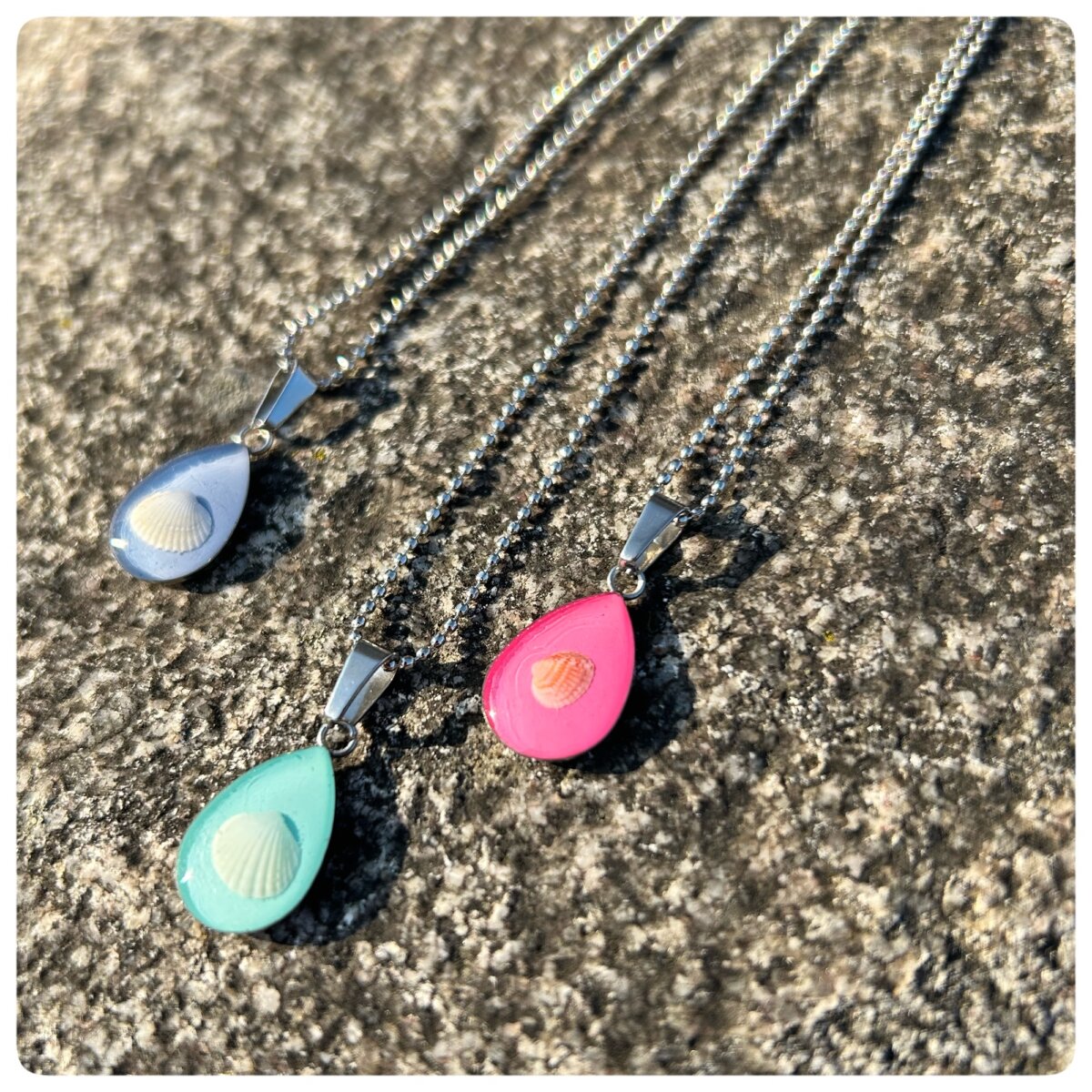 mini Muschelketten Tropfenform in verschiedenen Farben5